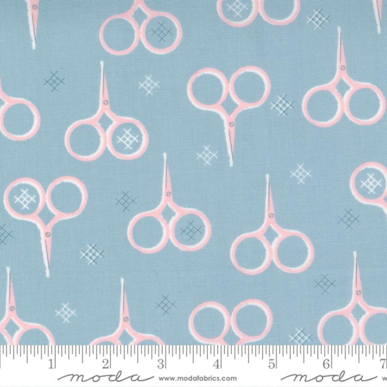 Fabric Moda Bluebell Make Time Scissors by the Quarter Yard 24571-14